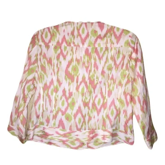 Ruby Road Petite Linen-Blend Multicolor, Rosette Detail Jacket, Size 8P - Picture 2 of 3